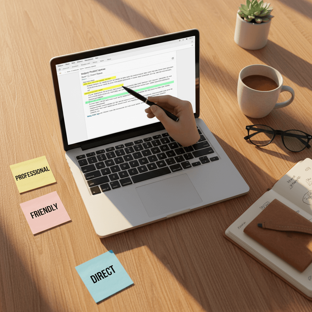 Adjusting email tone and style options